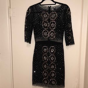 Topshop Black Sequin 3/4 Sleeve Dress